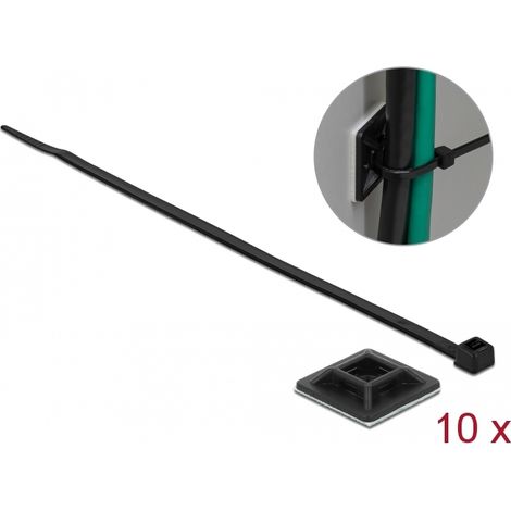 Delock soporte 25 x 25 mm con brida 300 x an 4,8 mm negro 10 piezas