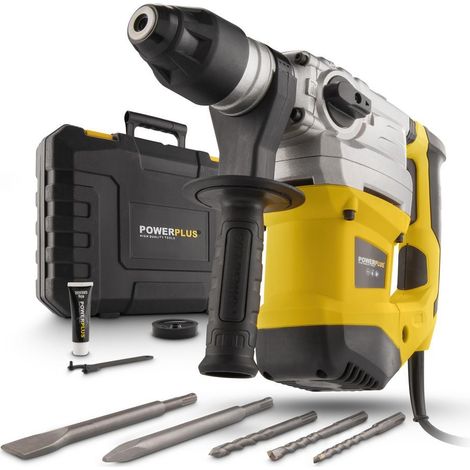 Perceuse à percussion électrique 1500W – 4250 coups/min – Forage béton Ø32mm – Anti-vibration – Poignée supplémentaire – Powerplus