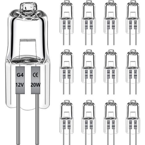 12 Pièces Ampoule Halogène G4 12V 20W 470LM, Ampoule Dimmable 2700K Blanc Chaud, G4 Halogène Pour Hotte, Cuisine, Salon, Chambre, L'éclairage D'Armoire et Ainsi de Suite [Classe énergétique C] (1/5)