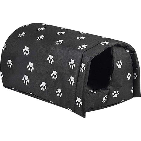 [SC] Niche d'extérieur imperméable et chaude pour chat, lavable et résistante aux intempéries, idéale pour les chats errants. Noir. (1/5)