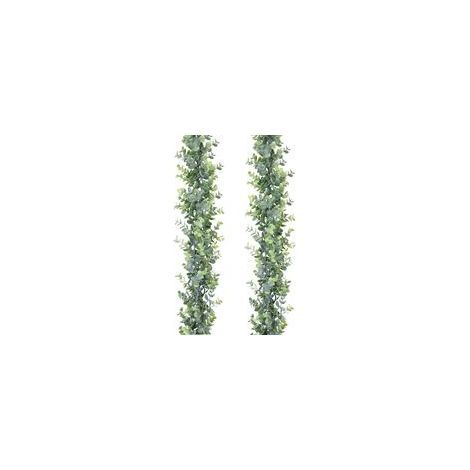2 pièces de décoration ronde en forme de vigne d'eucalyptus blanc-vert (1/5)