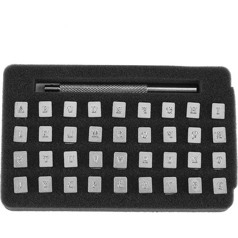 36 tampons en acier pour lettres et chiffres, poinçons pour cuir, impression et loisirs créatifs (3 mm). (1/5)