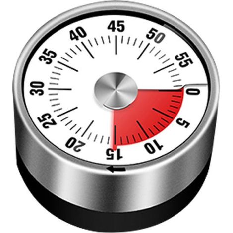 Temporizador mecánico magnético silencioso, que funciona con pilas y tiene una autonomía de 60 minutos, ideal para cocinas y aulas. (1/5)