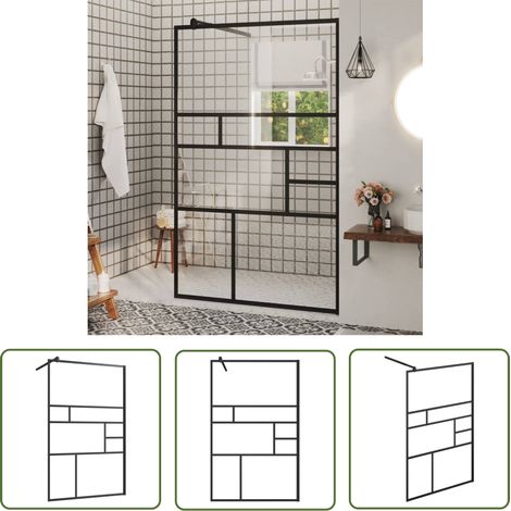 FIMEI Paroi de douche à verre ESG transparent 100x195 cm Noir (1/5)