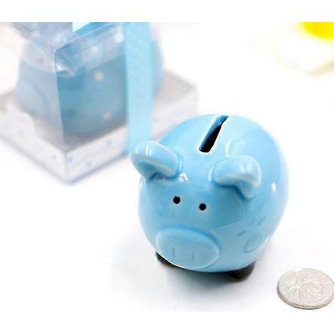Tirelire cochon en céramique, rangement pour pièces de monnaie, petit organisateur de monnaie pour enfants et tout-petits (bleu, couleurs aléatoires des pattes de cochon)