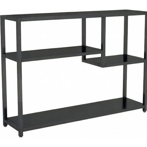 Mesa consola con estantes abiertos 110 x 30 x 85 cm metal y madera negra MODENUIT (1/5)