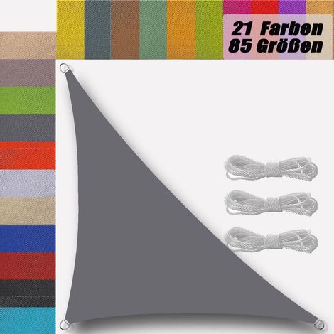 Toile Ombrage Imperméable pour Patio avec Corde Libre Voile d'ombrage Potager pour terrasse Patio Jardin extérieur Piscine Triangulaire Triangle Gris 2x2x2.8m (1/5)