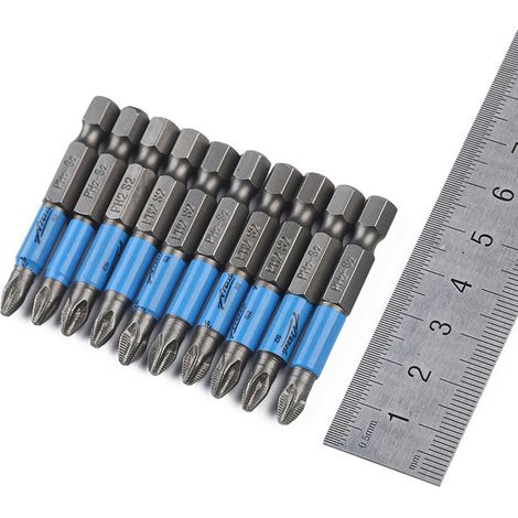 Ensemble de 10 embouts de tournevis cruciformes antidérapants en acier allié (1/4)