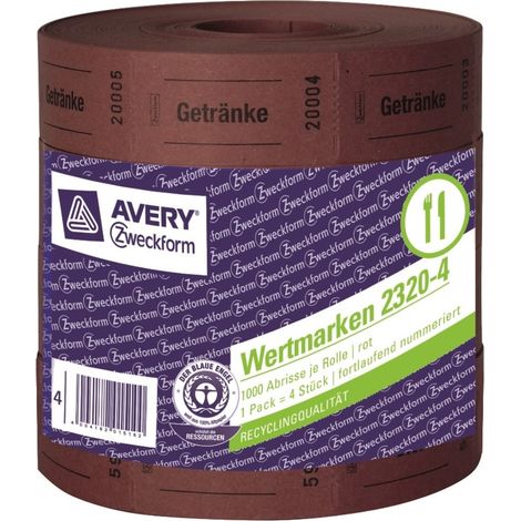 4x Rolle Getränke-Marke 57x30mm Rot 4000 Abrisse (1/3)