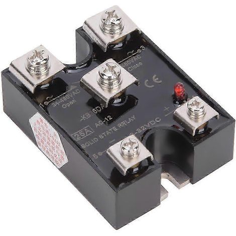 Relais statique BERM KB25DA 25A monophasé 1NO1NC, module SSR à commande DC pour charge AC, interrupteur électronique robuste 25 ampères. (1/4)