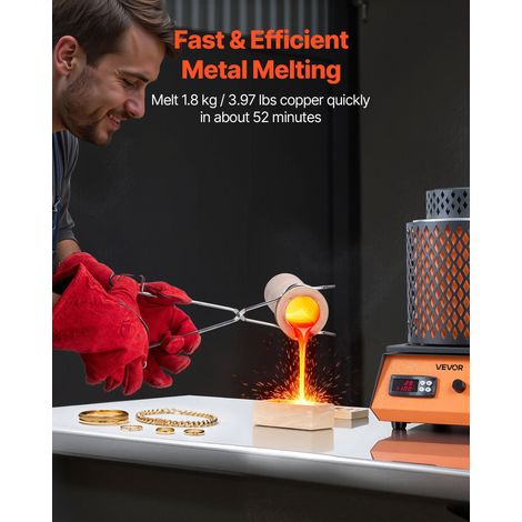 Four de Fusion Électrique 1500 W, Kit de Fusion d'Or avec Température Maximale 1150 ℃, avec Creuset en Céramique de 5 kg, pour Fabr… (1/5)