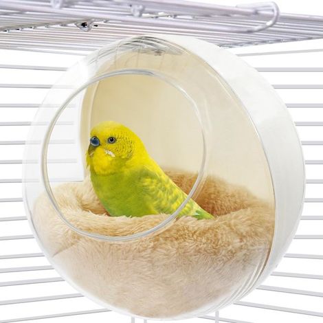 Casita para pájaros colgante transparente lavable，Nido colgante para pájaros，Jaula/nido resistente a las mordeduras，15,515,512 cm (1/5)