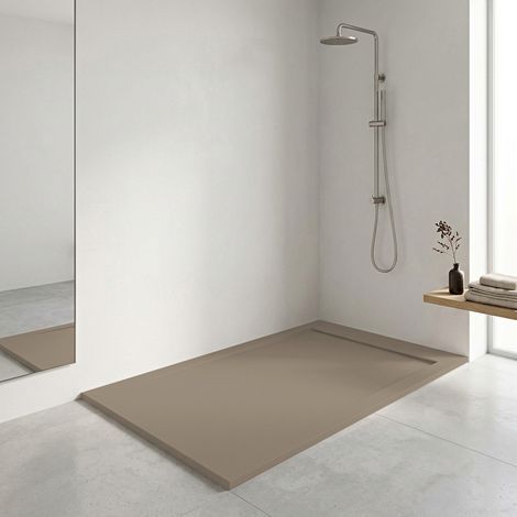 Receveur de douche Resine FLOW Moka - 90x120 cm - Grille + Valve OFFERTE (1/5)