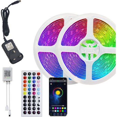 – Ruban LED 10M RGB multicolore avec télécommande 44 touches – Réagit à la musique – Installation facile – Décoration chambre, bar, mariage (1/5)