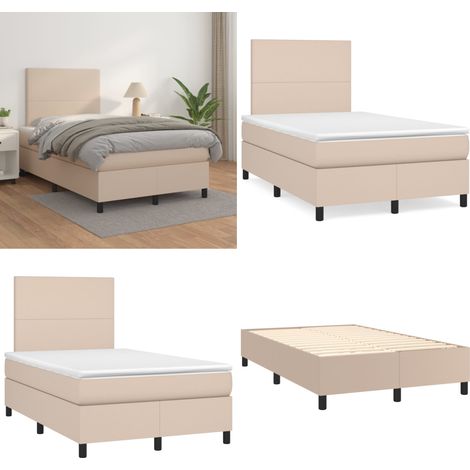 Sommier à lattes de lit avec matelas Cappuccino 120x200 cm - Lit Plateforme - Lit Double - Literie - Chambre À Coucher - Meuble De Rangement - Home & Living (1/5)