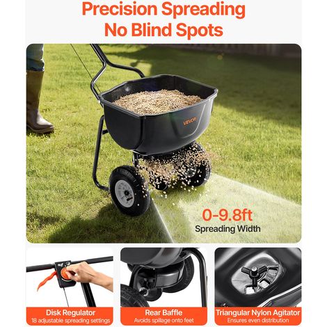 Épandeur Engrais Capacité Charge 27,2 kg Épandeur à Semence Largeur d'Épandage 0-3 m Semoir à Pousser pour Graines, Semer Jardinage… (1/5)