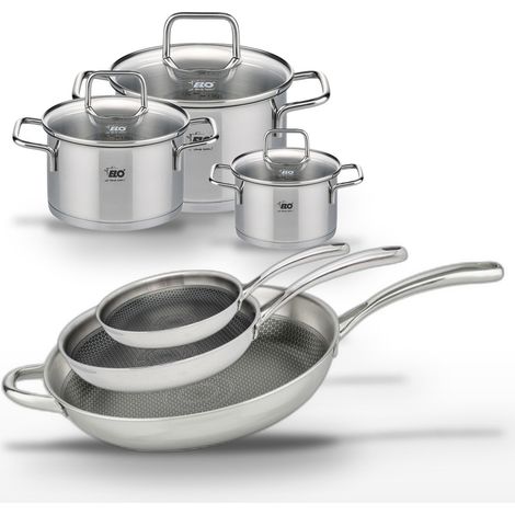 Lot de 3 Poêles 24/28/32 cm Elo Relief Evolution et 3 Faitouts 12/16/20 cm Elo Citrin (1/5)