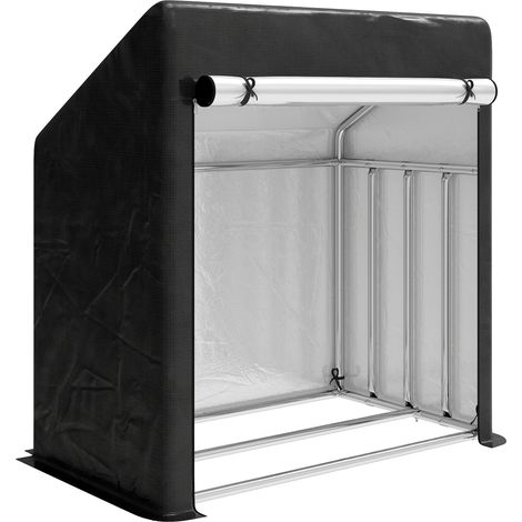 Portalegna da Esterno 100x60x110 cm in Acciaio Rinforzato con Copertura Impermeabile Nero (1/5)