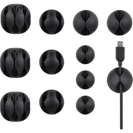 Pack de 12 Clips câbles durables, Maintient et Cache-câbles de Bureau, Organiseur et Gestion de câbles de Recharge pour TV Ordinateur PC Portable Maison et Bureau (1/5)