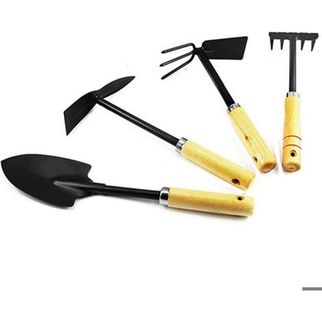 Mini outils de jardinage, outils pour planter des fleurs, râteau, truelle, houe, outils de jardinage pour enfants à manche en bois (1/5)