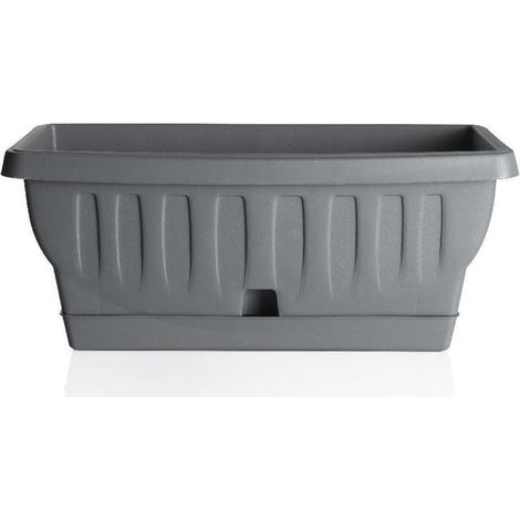 Jardinière avec soucoupe "Natura" - Gris - 0,8L - Livraison gratuite