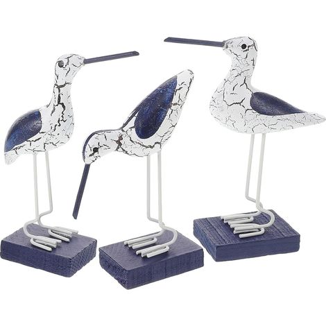 Ensemble de 3 Ornements Bois Oiseaux Marins Style Méditerranéen Décorations Nautiques pour Maison Bureau ou Mariage Décoration Artisanale Bleue Plusieurs Styles (1/5)