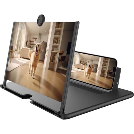 Smartphone-Bildschirmvergrößerung, faltbarer 3D-HD-Handyständer, verstellbarer Winkel, tragbare Universalvergrößerung für Eltern und Familien, geeignet für Filme, Spiele und Videos (Schwarz - 10 Zoll)