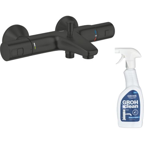 Mitigeur bain douche thermostatique GROHE Precision Start noir + nettoyant GrohClean