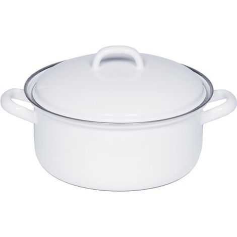 Riess Kasserolle mit Deckel Ø16cm 1,1L Weiss Emaille