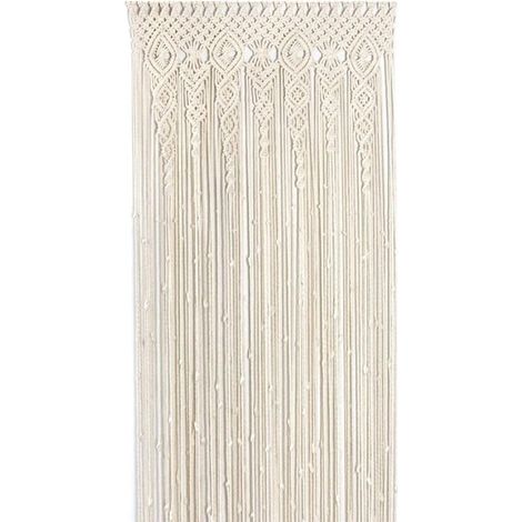 Ulisem Handgewebter Wandbehang aus Baumwolle, Boho-Makramee-Wandteppich, Raumteiler, gewebter, kunstvoller, moderner Vorhang für die Hochzeits- und Heimdekoration, Beige, 100 x 200 cm