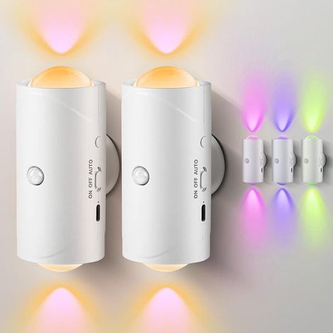 Luce notturna a LED con sensore di movimento, 7 colori, batteria ricaricabile, luce da parete magnetica wireless per scale, camera da letto, corridoio, cortile, come (1/5)
