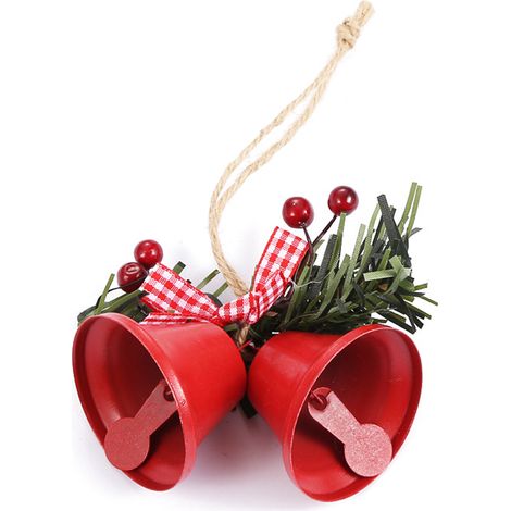 Cloche de Noël en fer, décorations pour sapin de Noël durables et mignonnes, pendentifs suspendus pour mariage, anniversaire et fête, diamètre 4,5 cm, blanc/rouge/or, 1 pièce (1/3)