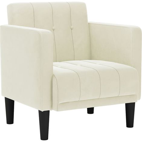 vidaXL Divano Sedia con Braccioli Crema 53 cm in Velluto (1/5)