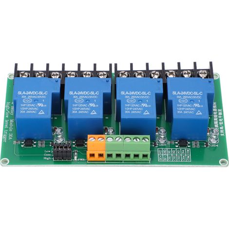 Relaismodul mit 4 Kanälen, automatischer Steuerung, Hoch-/Niedrigpegel-Triggerung, elektronisches Bauteil, 24 V (1/5)