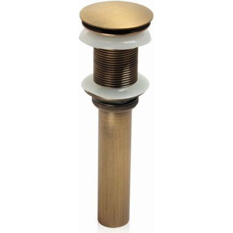 Robinet d'évier monobloc à bouton-poussoir et à abattant rabattable (sans trou de trop-plein, couleur laiton antique) (1/4)