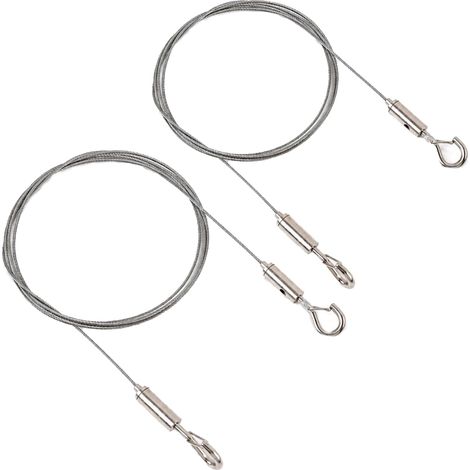 2 Pièces Câble de Suspension en Inox, Réglable Câble à Double Crochet pour Cadres, 2 m × 1,5 mm, Adapté aux Tableaux, Miroirs, Panneaux Décoratifs et Lampes, Antirouille et Durable (1/5)