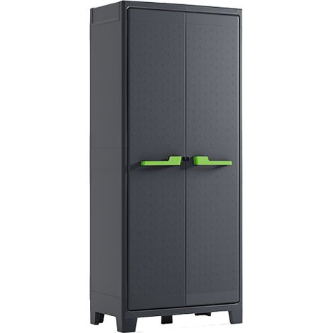 KETER Armario para EXTERIOR MOBY alto resina resistente UV y lluvia (IPX3) balcón, terraza, jardín TÜV cerradura 80x44x182 WxDxH cm