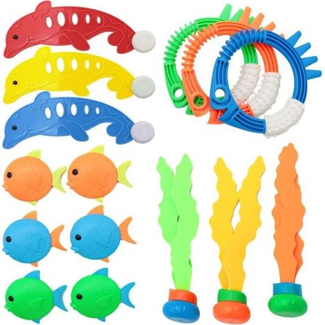 Jouet de plongée sous-marine, ensemble de plongée sous-marine, 15 pièces, jouets de plongée pour enfants, jouet de piscine de plongée, jouet de natation de piscine d'été, jouet de plongée pour enfants (1/5)