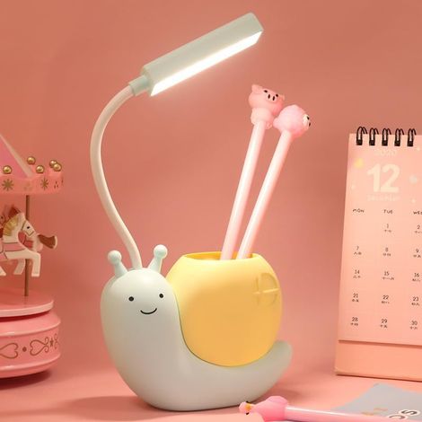 Lampe de bureau pliable pliable pour escargot de dessin animé, Couleurs assorties, Lampe de table avec port de recharge USB (1/5)