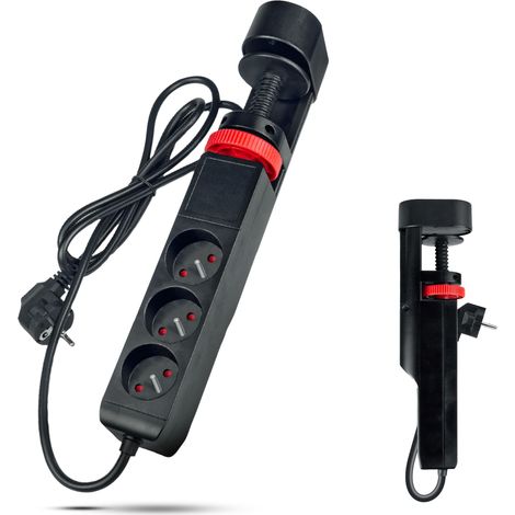 Multiprise de table verticale FISHTEC 3 prises 3 USB interrupteur central fixation mâchoire réglable câble 150 cm (1/5)