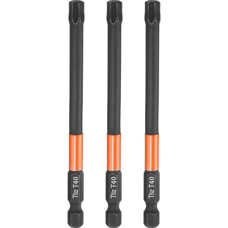 3Pcs Embout Tournevis Torx T40 1/4" Hex Shank Longueur 4" (100mm) (1/5)