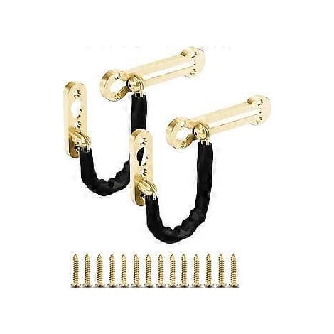 Lot de 2 verrous de sécurité à chaîne coulissante, verrou de porte antivol, chaîne de sécurité en acier inoxydable avec vis, couleur or/YY (1/3)