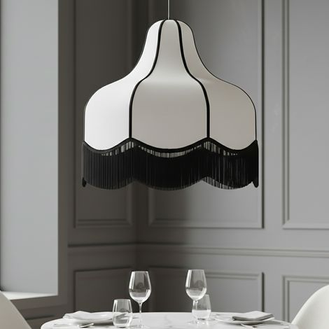 Lámpara de Techo Beige con Flecos Negros ,d50  Serie LIV (1/5)