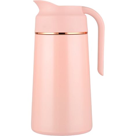 Cafetière isotherme en acier inoxydable de qualité alimentaire avec couvercle à bouton-poussoir, double paroi et isolation sous vide.