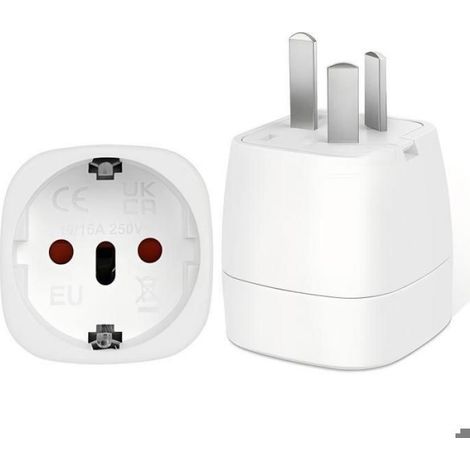 Adaptateur Voyage EU vers Prise Type I - Compatible Chine Australie Nouvelle-Zélande - 3,6 x 4,9 x 6,7 cm - 43 g - Lot de 2 (1/5)