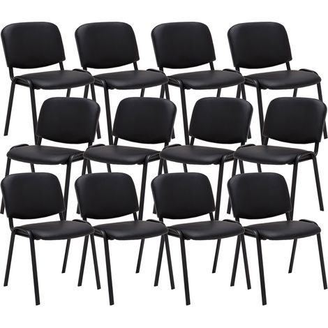 Set 12 Sedie Ufficio Visitatore Ken Imbottite In Similpelle nero