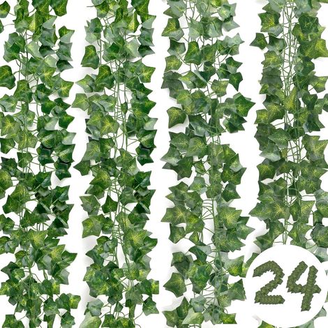 24 pièces Lierre Guirlande Plantes artificielles, Lierre Plante Artificielle, 50.4m Exterieur Lierres Artificielle Guirlande Vigne Décoration pour Cuisine, Jardin, Bureau, Fête, Mariage (1/5)