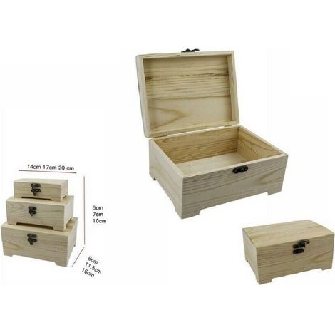 TrAdE Shop Traesio - Set 3 Scatole In Legno Dipinger Decoupage Portagioie Matrioska Scatola Cofanetto -
