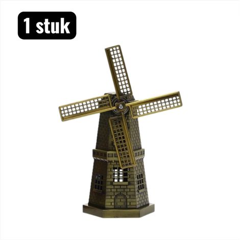 pièce - Carillon éolien - Ornement aquatique - Figurine de moulin à vent vintage en métal - À poser sur une bibliothèque, un bureau ou une vitrine - Design industriel robuste - Bronze (1/5)