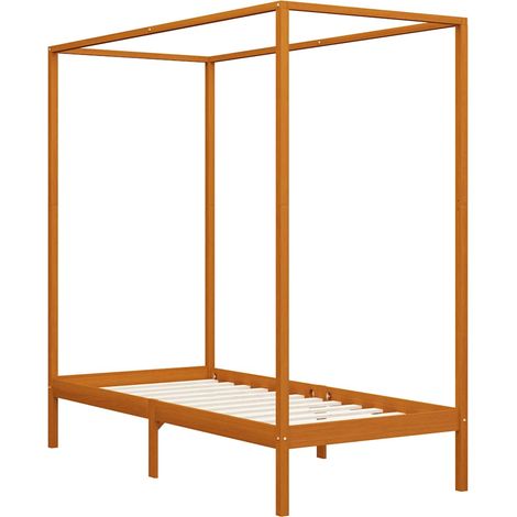 Maison Exclusive - Himmelbett-Gestell Honigbraun Massivholz Kiefe (1/5)